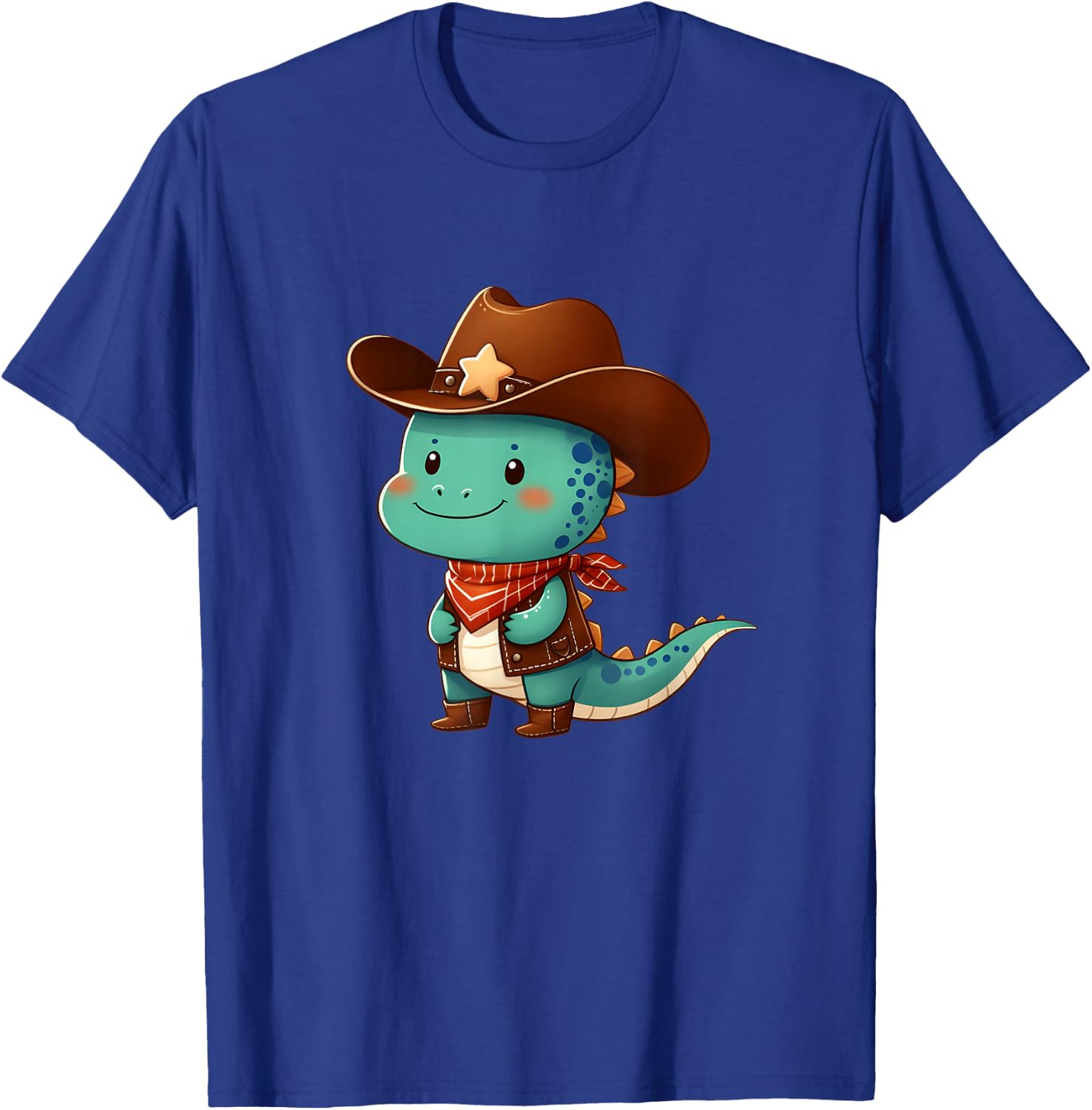 Cute Western Rodeo Dino Sheriff Costume Cowboy Dino Dinosaur T-Shirt - T-Shirt | Royal