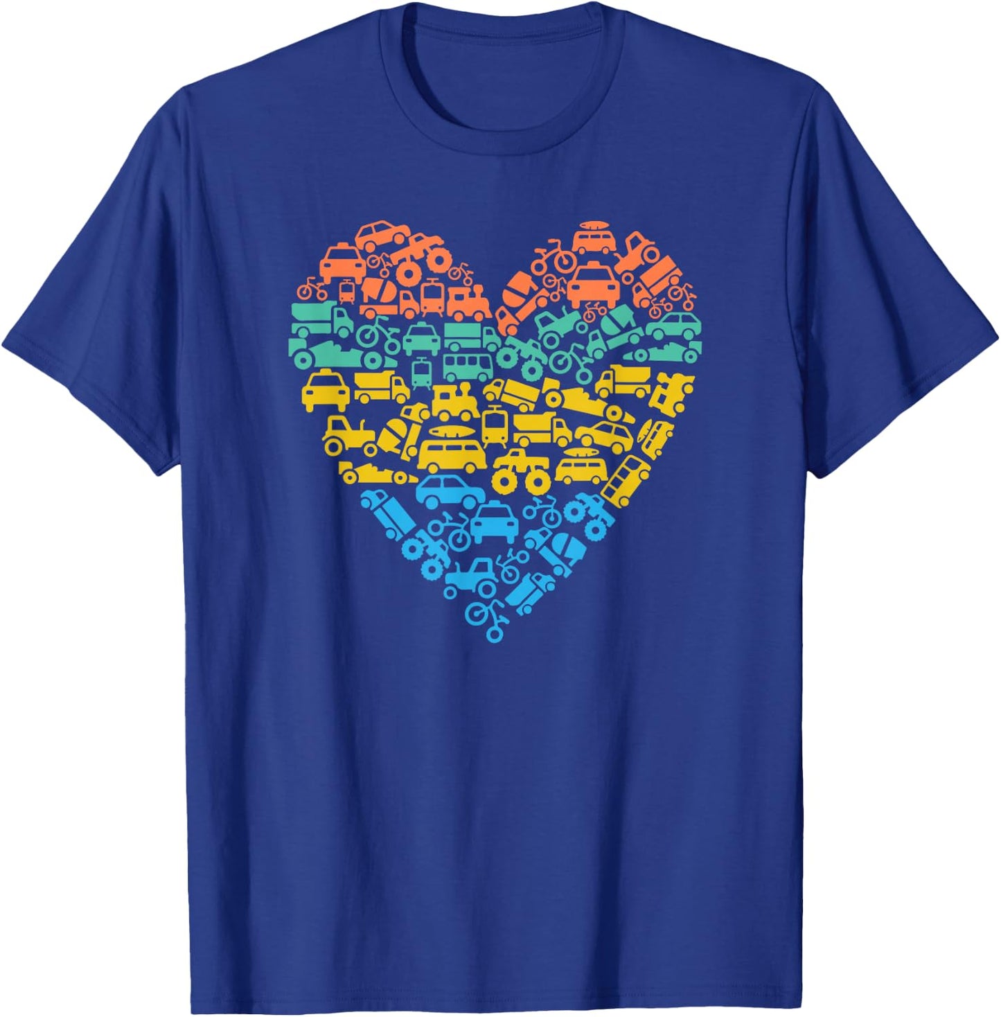 Transportation Theme Birthday Truck Car Bus Train Bike Heart T-Shirt - T-Shirt | Royal