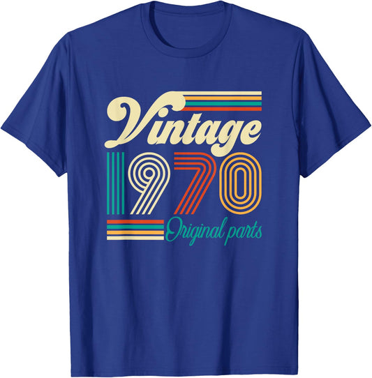 Vintage 1970 Original Parts 50th Birthday Gift T-Shirt - T-Shirt | Royal