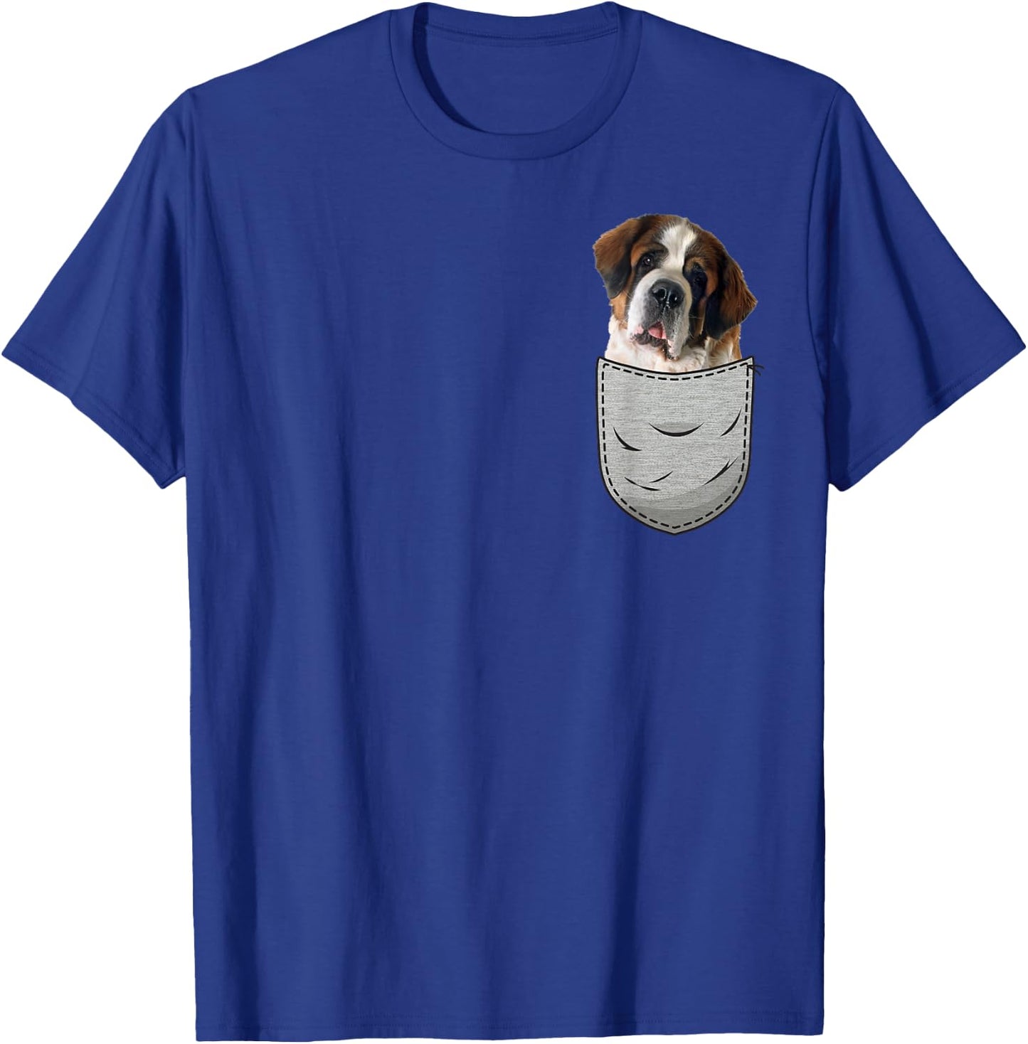 Cute Saint Bernard in the chest pocket Women Girls Kids T-Shirt - T-Shirt | Royal