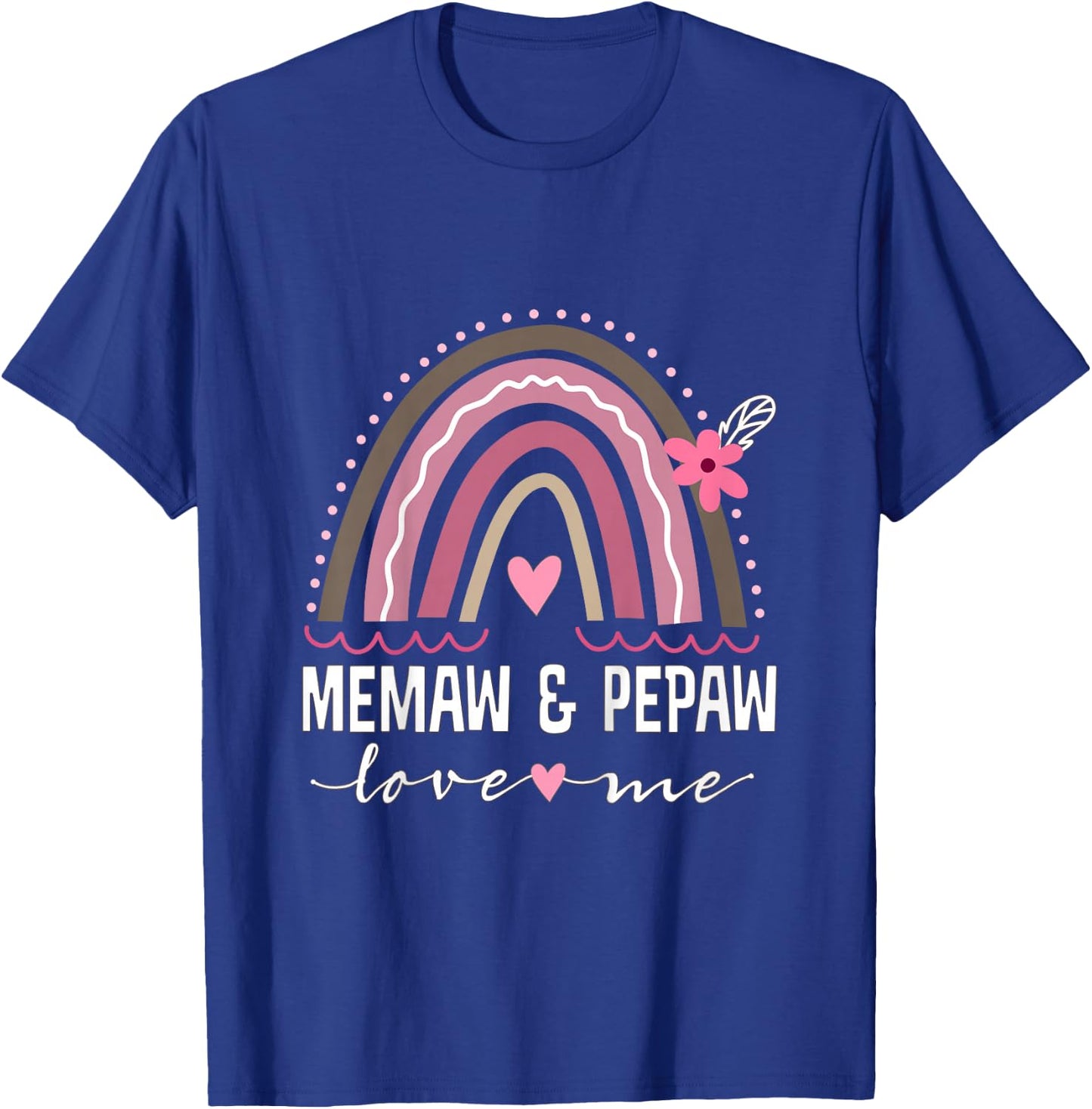 Kids Memaw and Pepaw Love Me Girls Granddaughter Boho Rainbow T-Shirt - T-Shirt | Royal