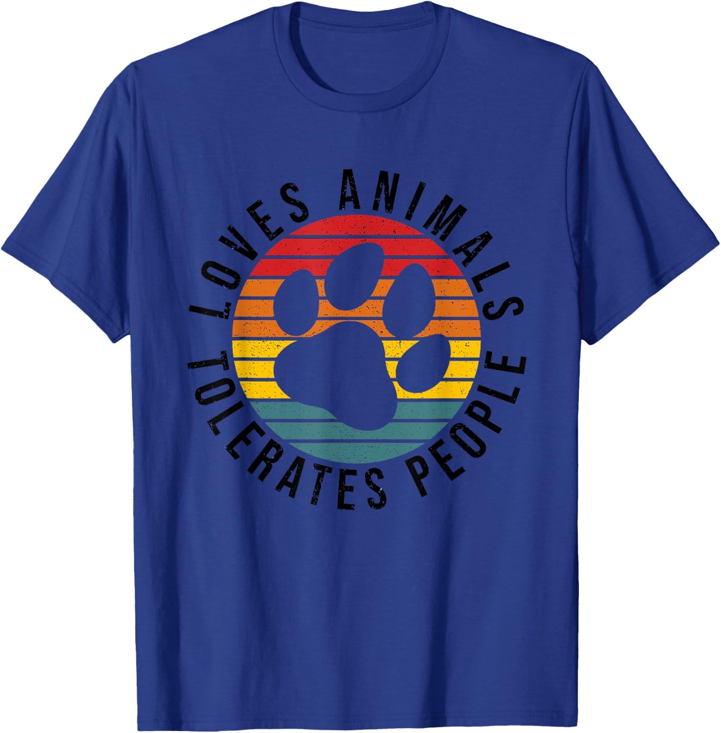 Vintage Retro Loves Animals Tolerates People - Funny T-Shirt - T-Shirt | Royal