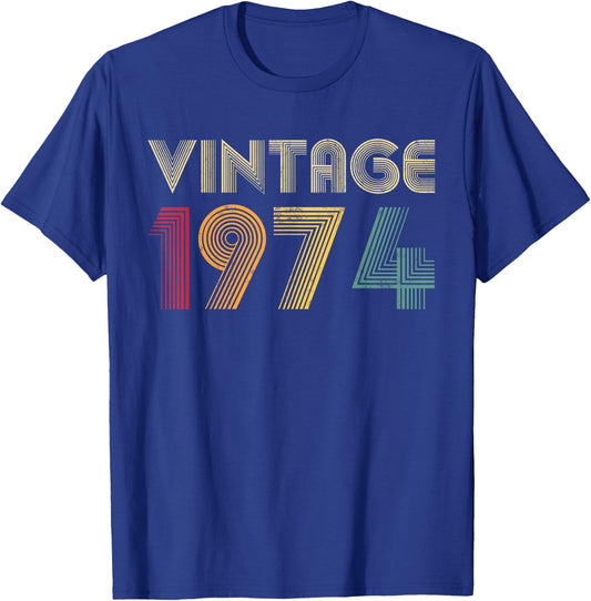 48th Birthday Gift Classic 1974 Vintage Men Women 48 Years T-Shirt - T-Shirt | Royal