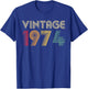 48th Birthday Gift Classic 1974 Vintage Men Women 48 Years T-Shirt - T-Shirt | Royal