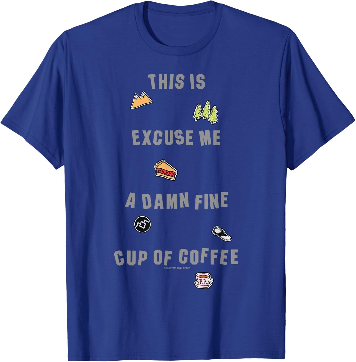 Twin Peaks A Fine Cup Of Coffee Sticker Text Graphic T-Shirt - T-Shirt | Royal