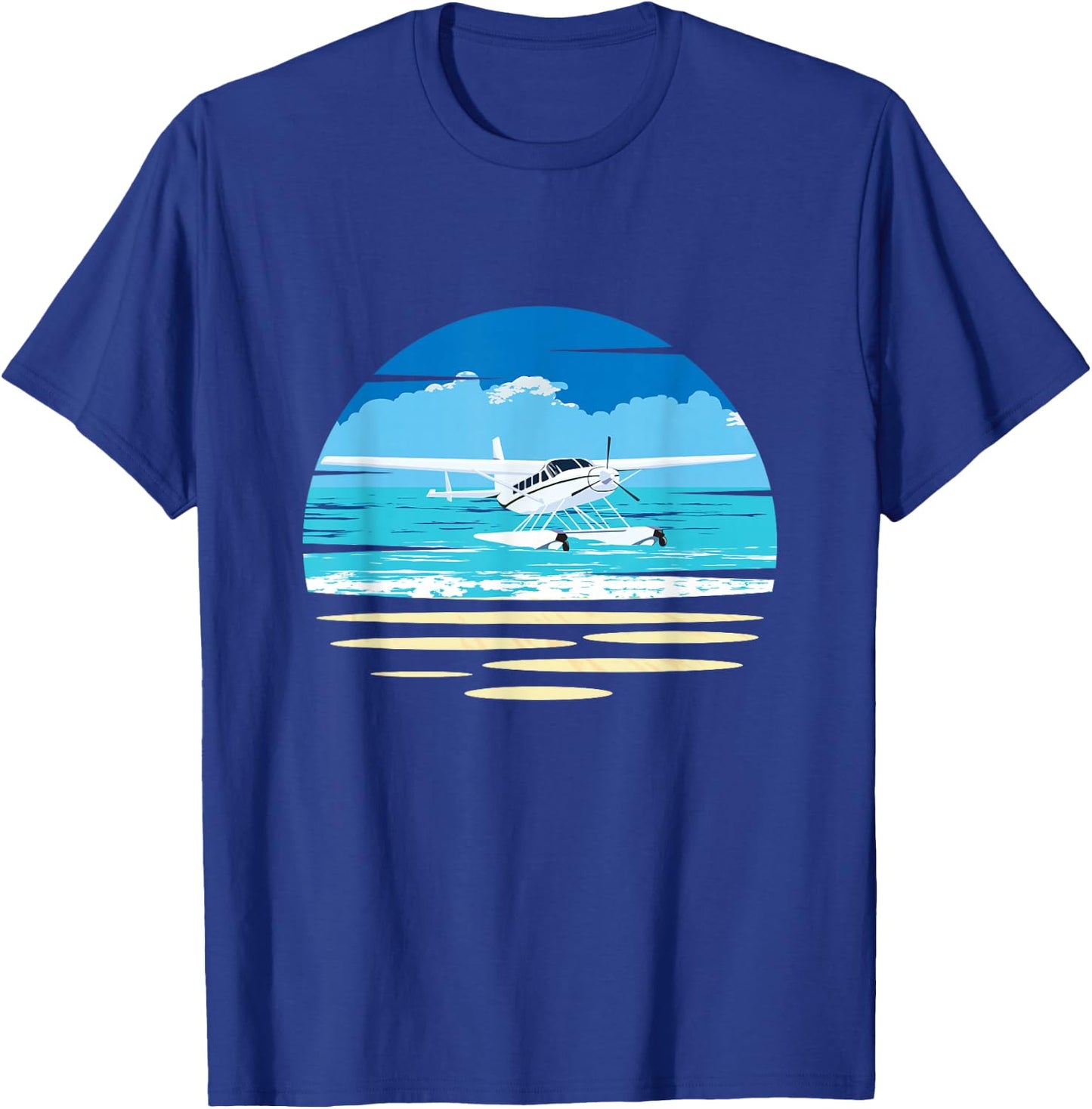 Seaplane Aeroplane Near Beach Sea Plane Gift Hydroplane Pilot T-Shirt - T-Shirt | Royal
