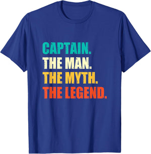 Captain The Man The Myth The Legend Sailor Sailing Skipper T-Shirt - T-Shirt | Royal