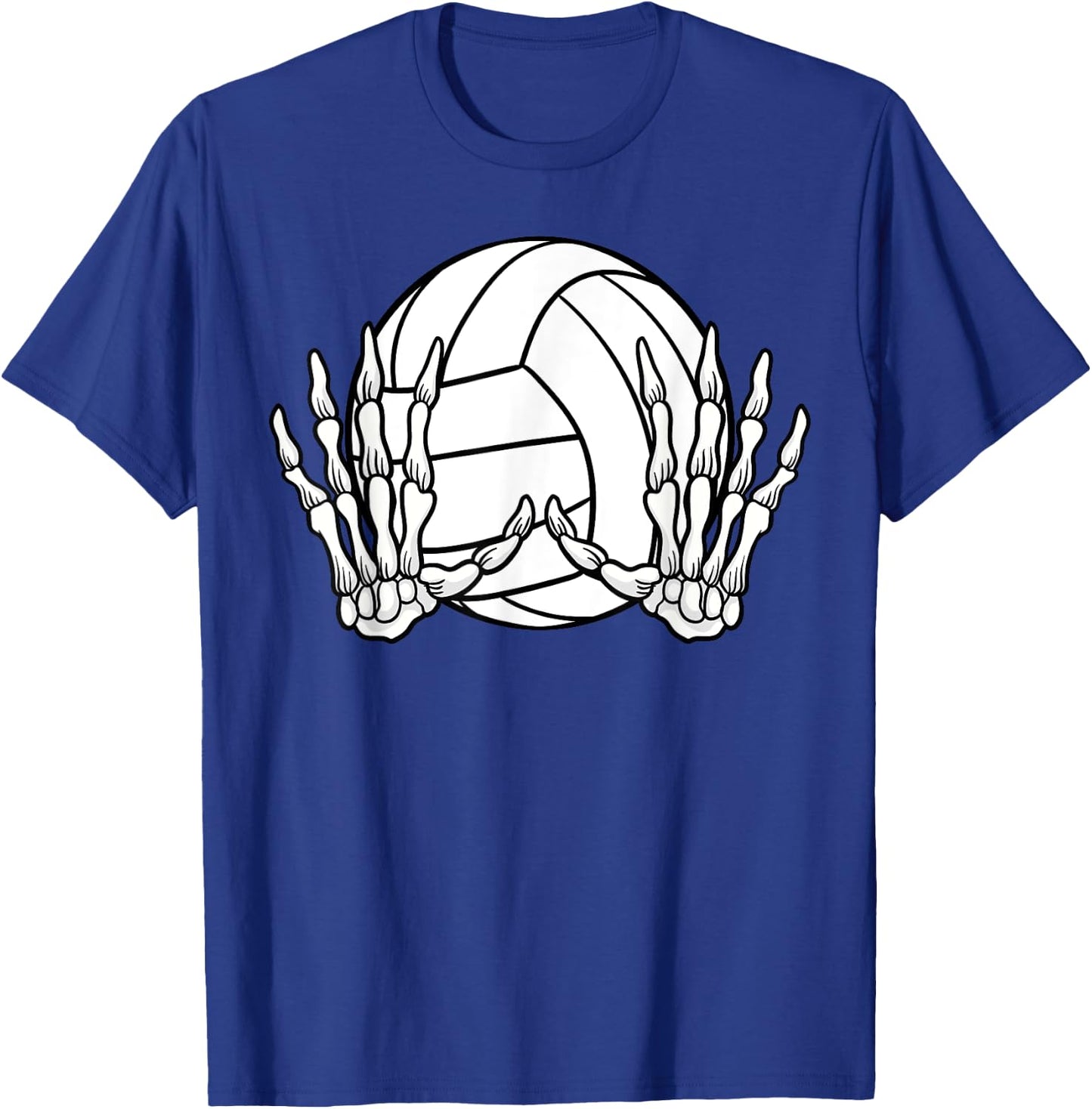 Volleyball Sport Halloween Skeleton Hand T-Shirt - T-Shirt | Royal