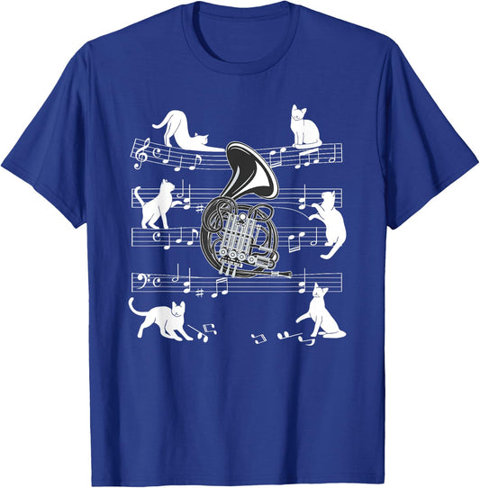 Horn Player Cats for Cat loving French Horn player Women Girls Kids T-Shirt - T-Shirt | Royal