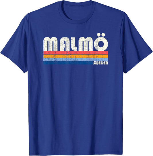 Retro Vintage 70s 80s Style Malmö, Sweden T-Shirt - T-Shirt | Royal