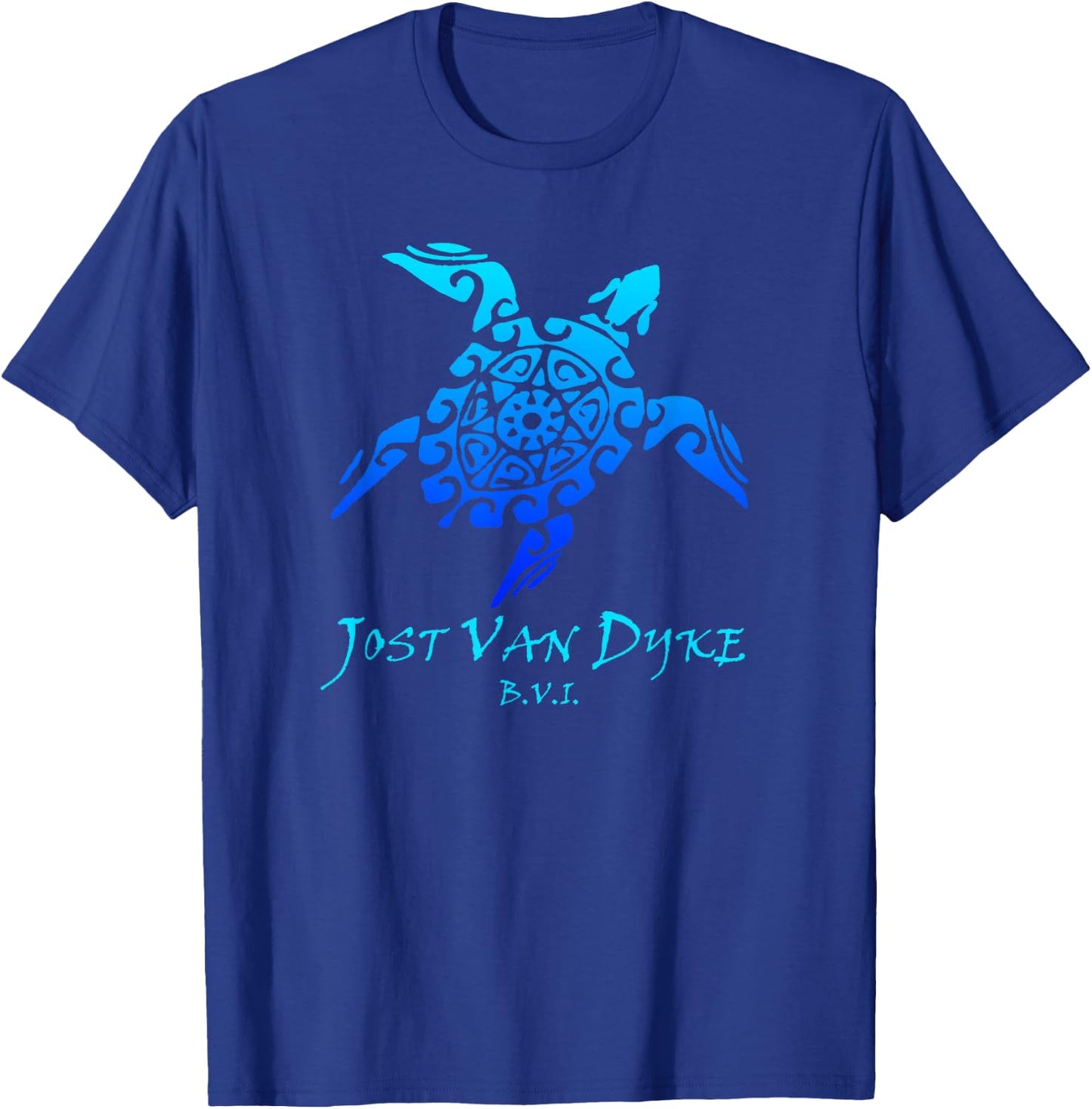 Jost Van Dyke, BVI Vintage Retro Tribal Turtle Vacation T-Shirt - T-Shirt | Royal