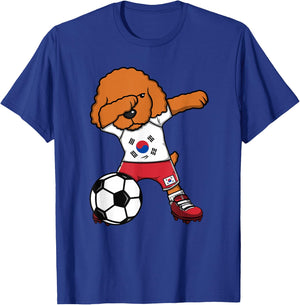 Dabbing Poodle Dog South Korea Soccer Fans Jersey Football Men Women Kids T-Shirt - T-Shirt | Royal