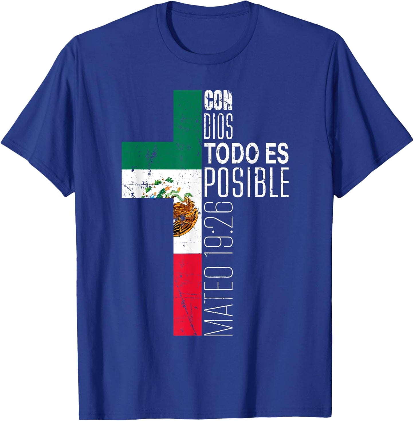 Vintage Christian Spanish Gifts Women Men Kids Mexican Flag T-Shirt - T-Shirt | Royal