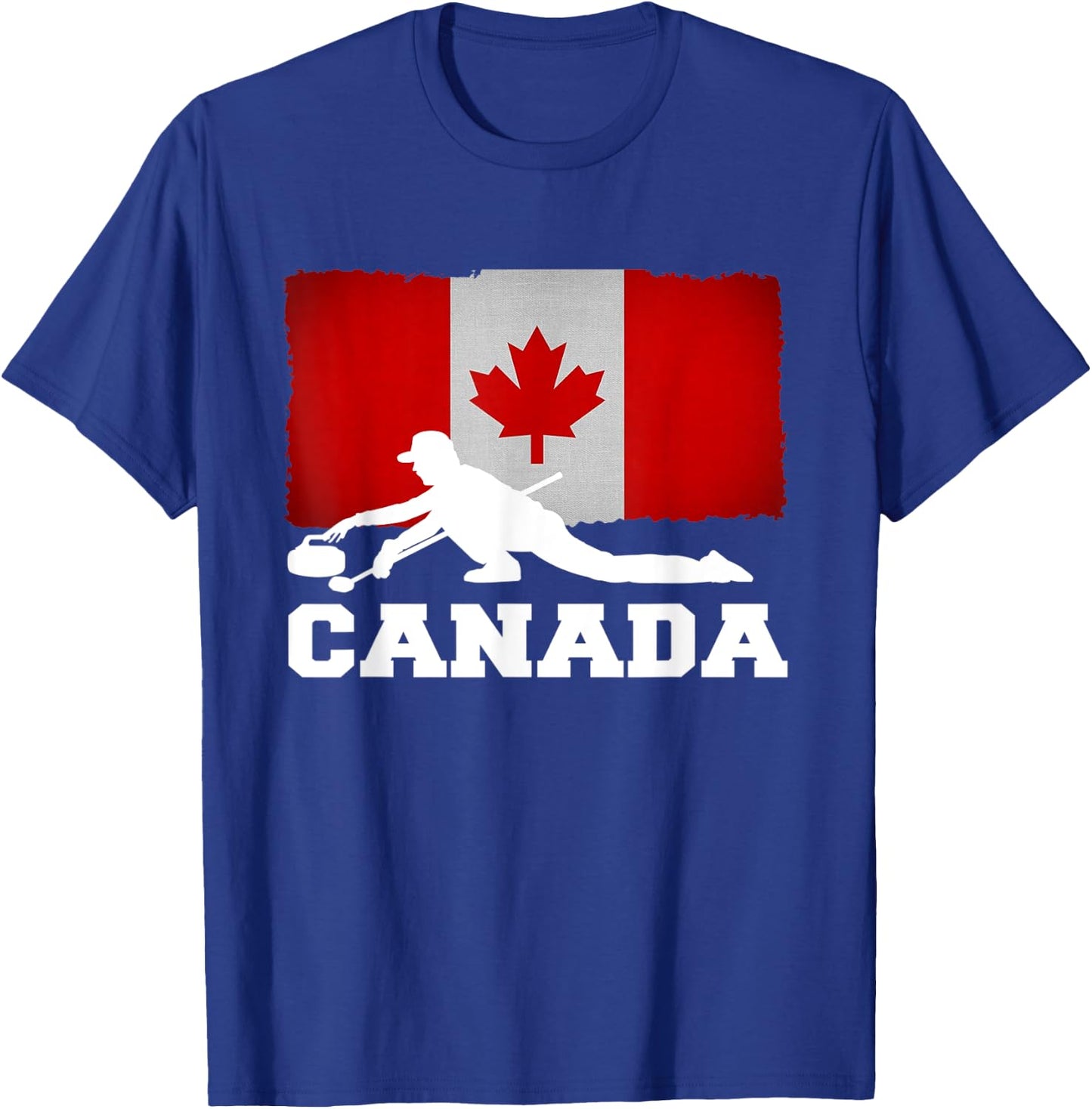 Curling Canada Flag Pride Vacation Travel Canadian Gift T-Shirt - T-Shirt | Royal