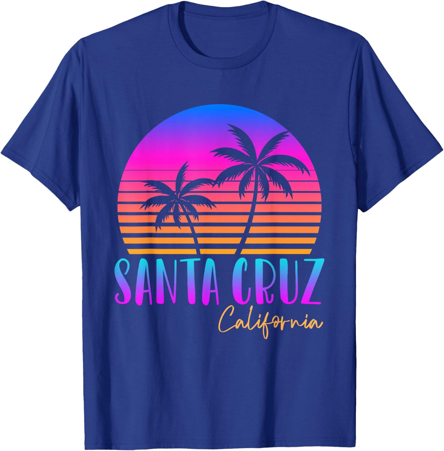 Santa Cruz California Summer Sun Palms Beach T-Shirt - T-Shirt | Royal