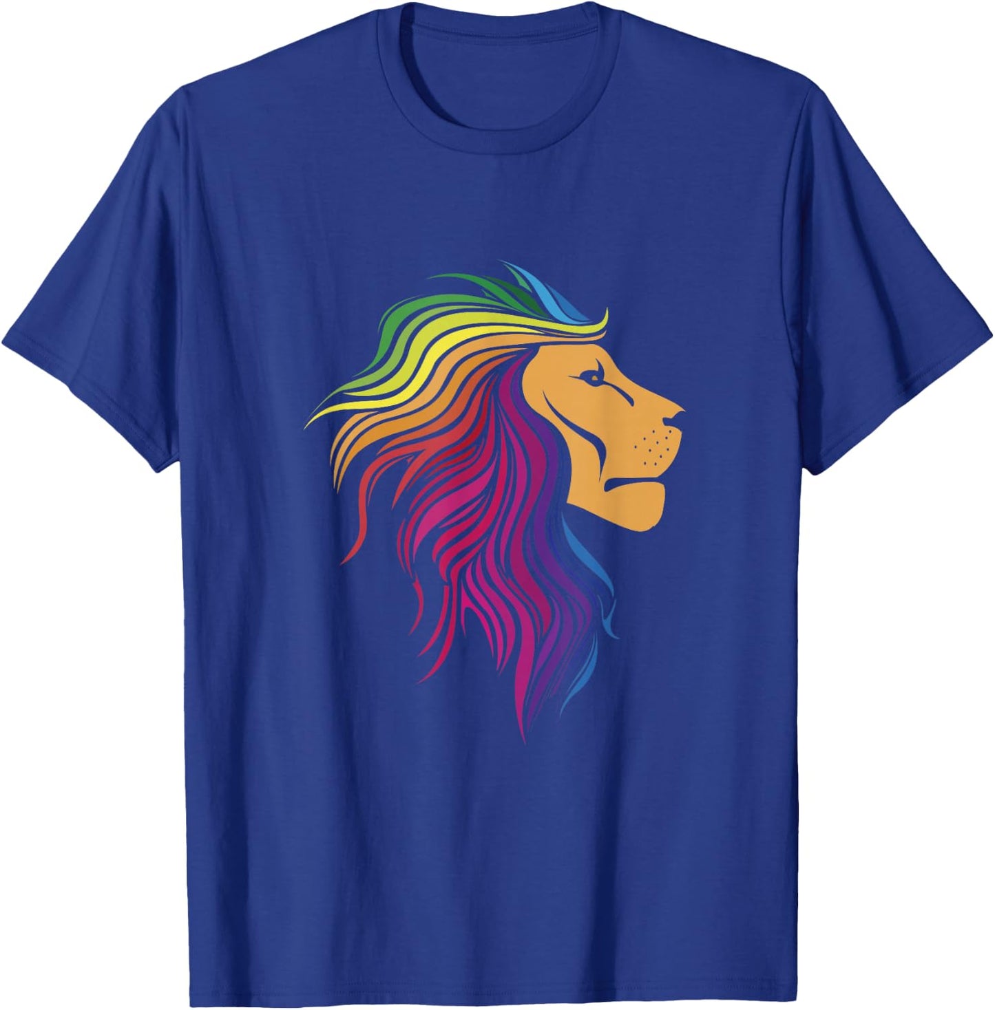 Rainbow Lion | Rainbow Lesbian Funny Pride Month T-Shirt - T-Shirt | Royal