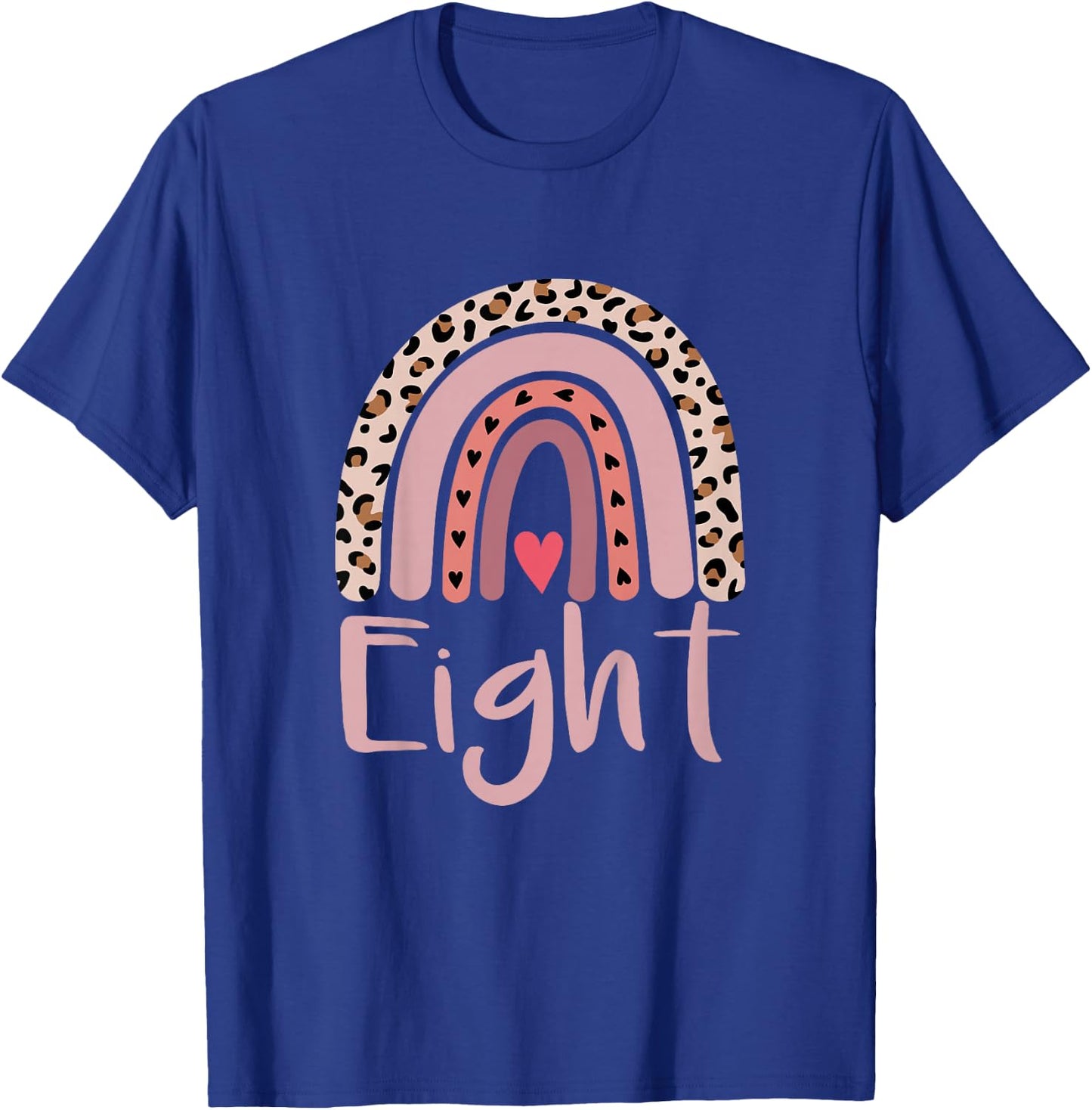 8 Year Old Leopard Rainbow Birthday Party Cute Girl 8th Gift T-Shirt - T-Shirt | Royal