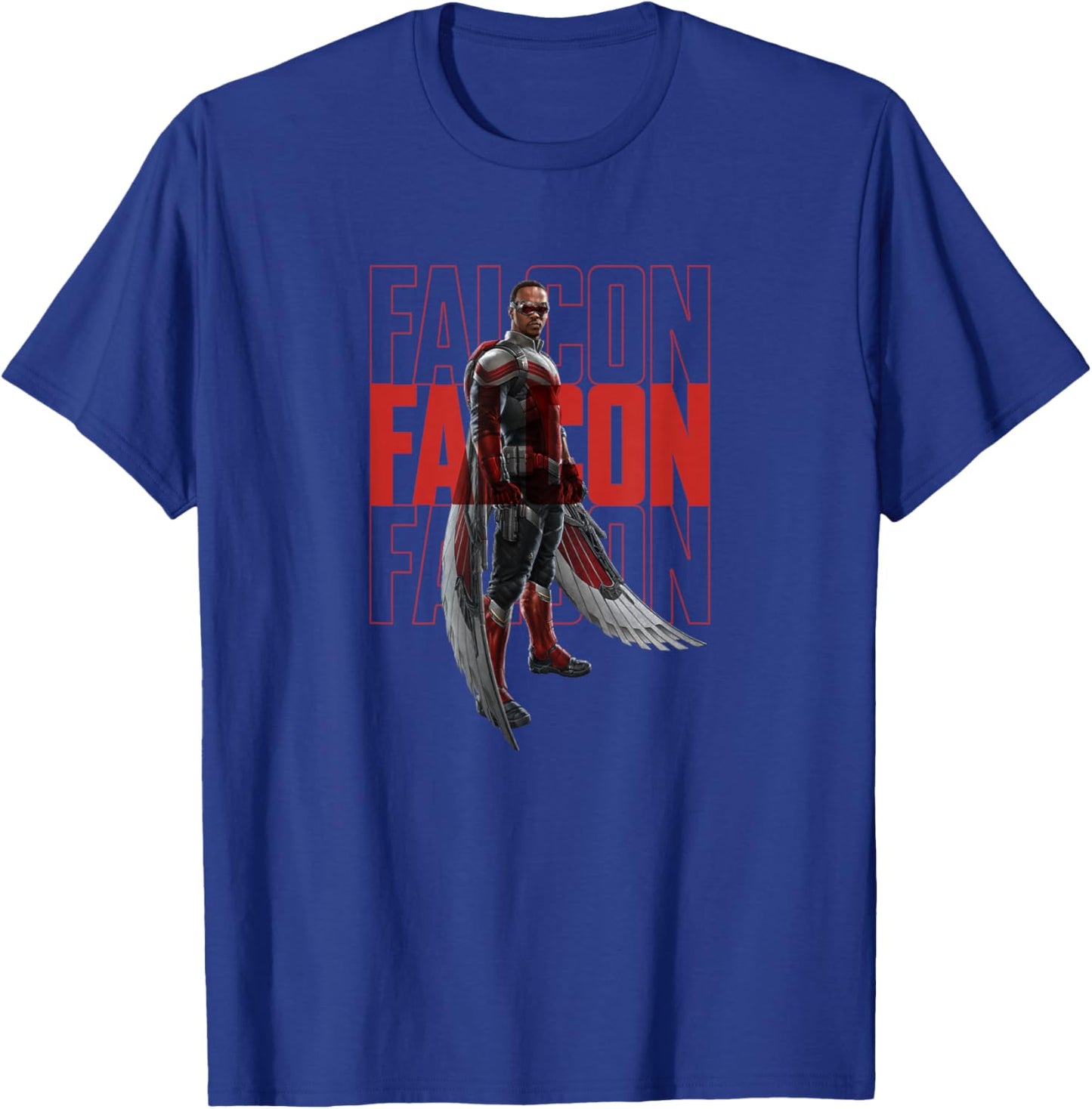 Marvel The Falcon And The Winter Soldier Falcon Text Stack T-Shirt - T-Shirt | Royal