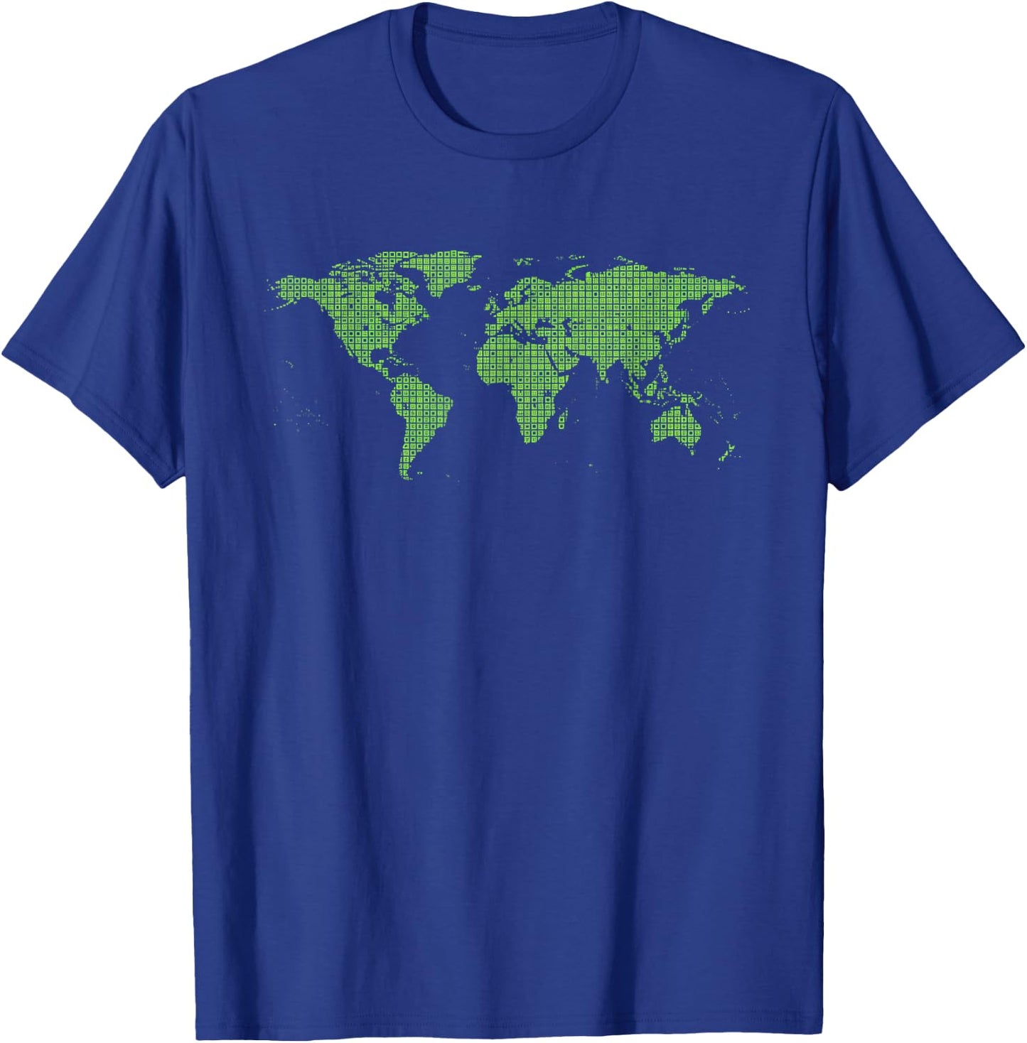 World Map Binary Pixel Map Stem Geek Tech Men Programmer Map T-Shirt - T-Shirt | Royal