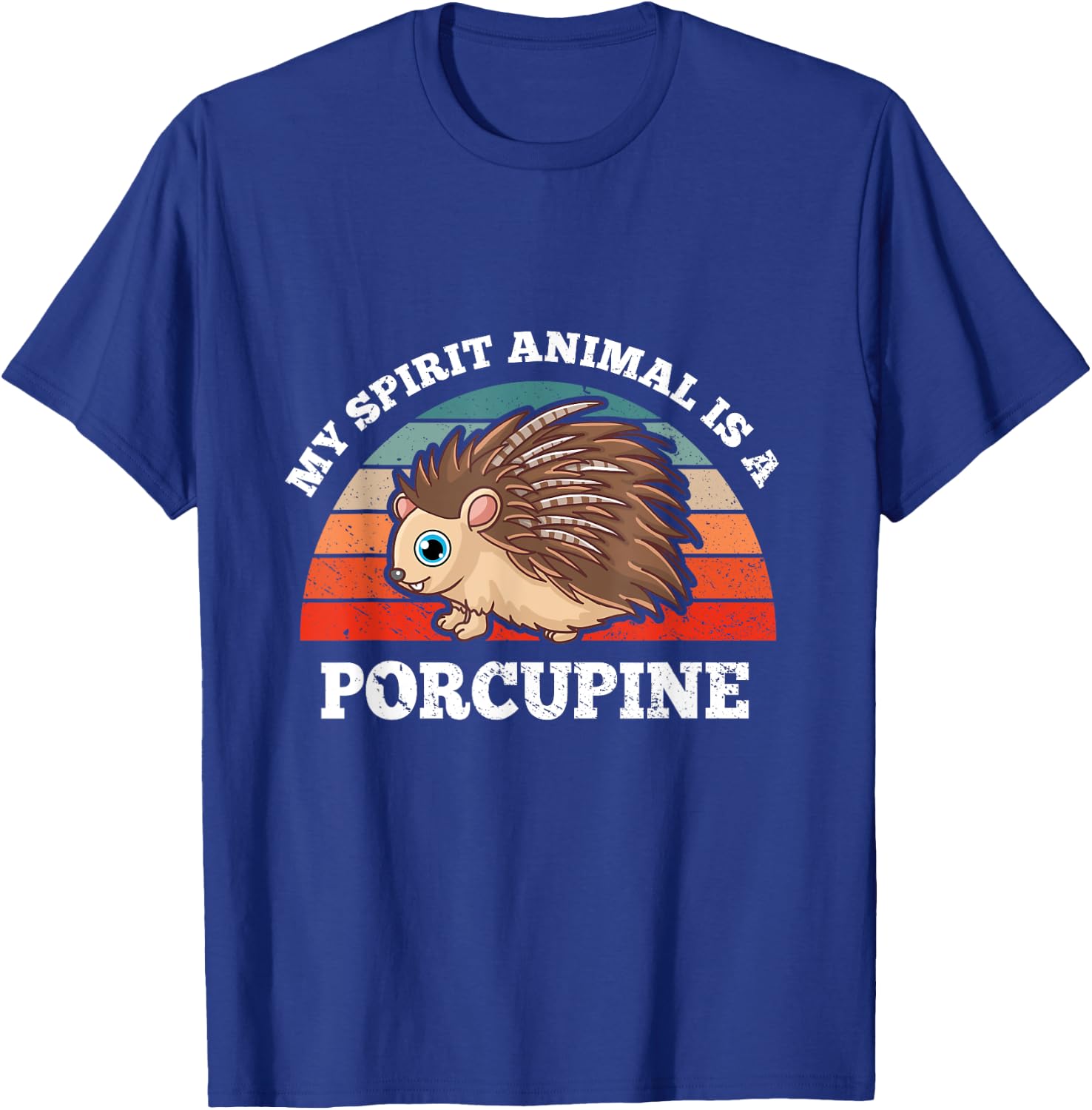 Retro Vintage My Spirit Animal Is A Porcupine T-Shirt - T-Shirt | Royal