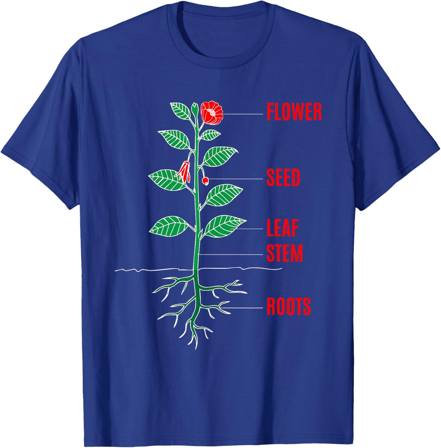 Parts of a Plant Science Gift Teachers Kids and Students T-Shirt - T-Shirt | Royal