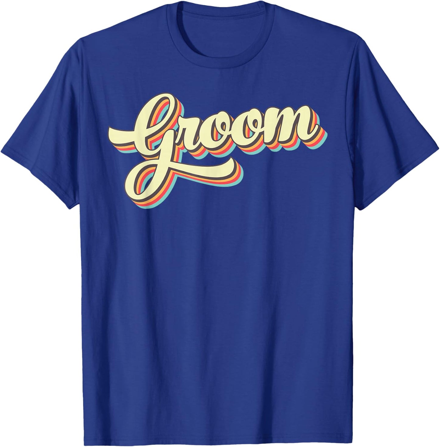Groom Retro Art Baseball Font Vintage T-Shirt - T-Shirt | Royal