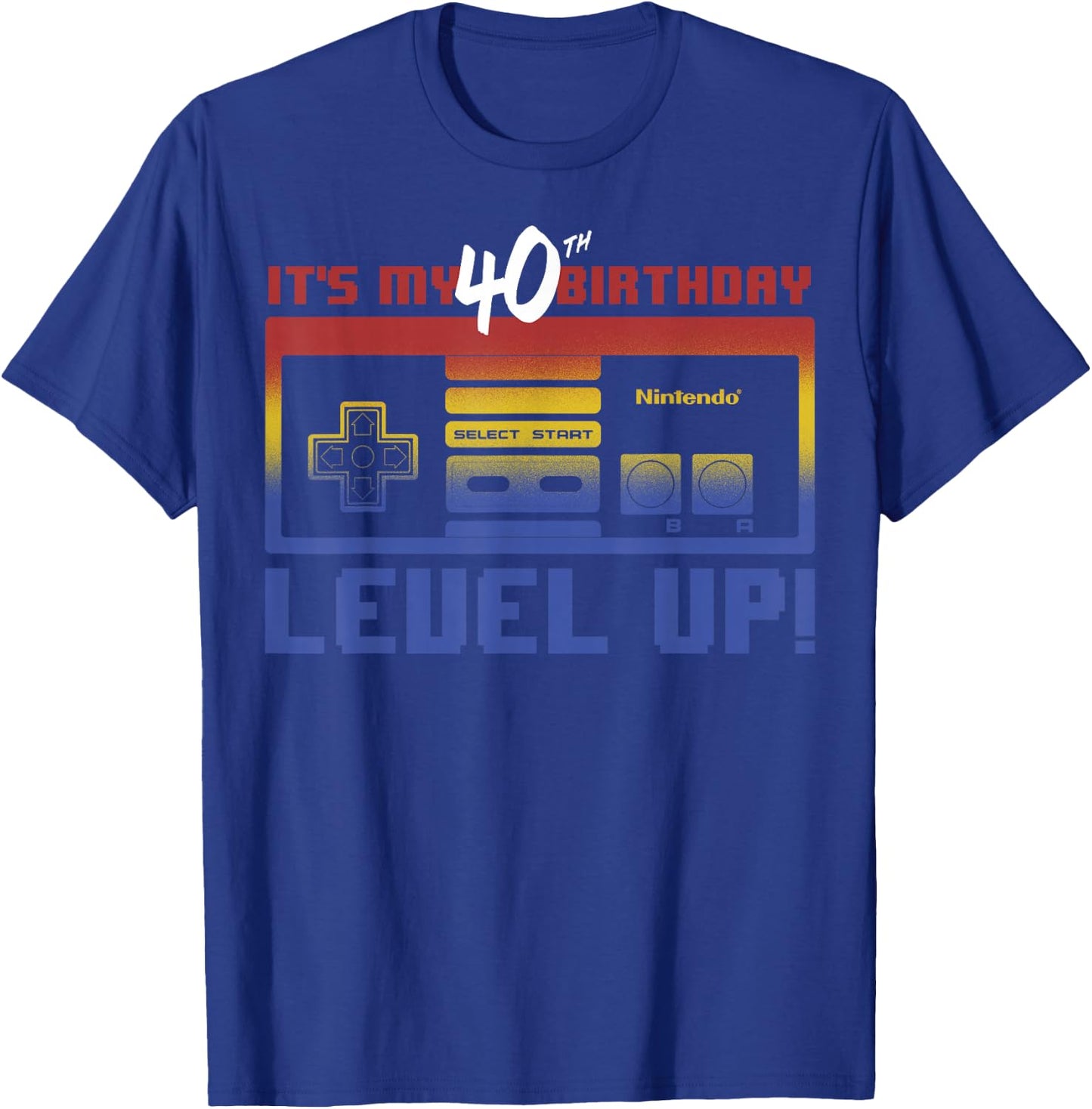 Nintendo It's My 40th Birthday Level Up! SNES Controller T-Shirt - T-Shirt | Royal