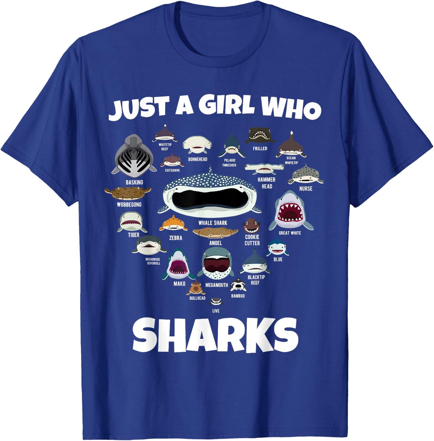 Just A Girl Shark Face T-Shirt - T-Shirt | Royal