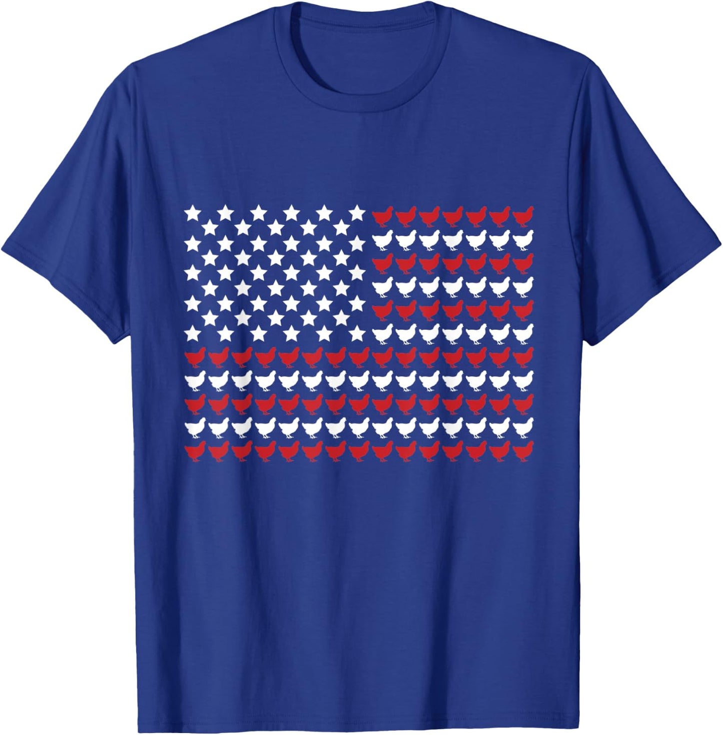 Chicken 4th of July Paw Print American Flag Women Kids Men T-Shirt - T-Shirt | Royal