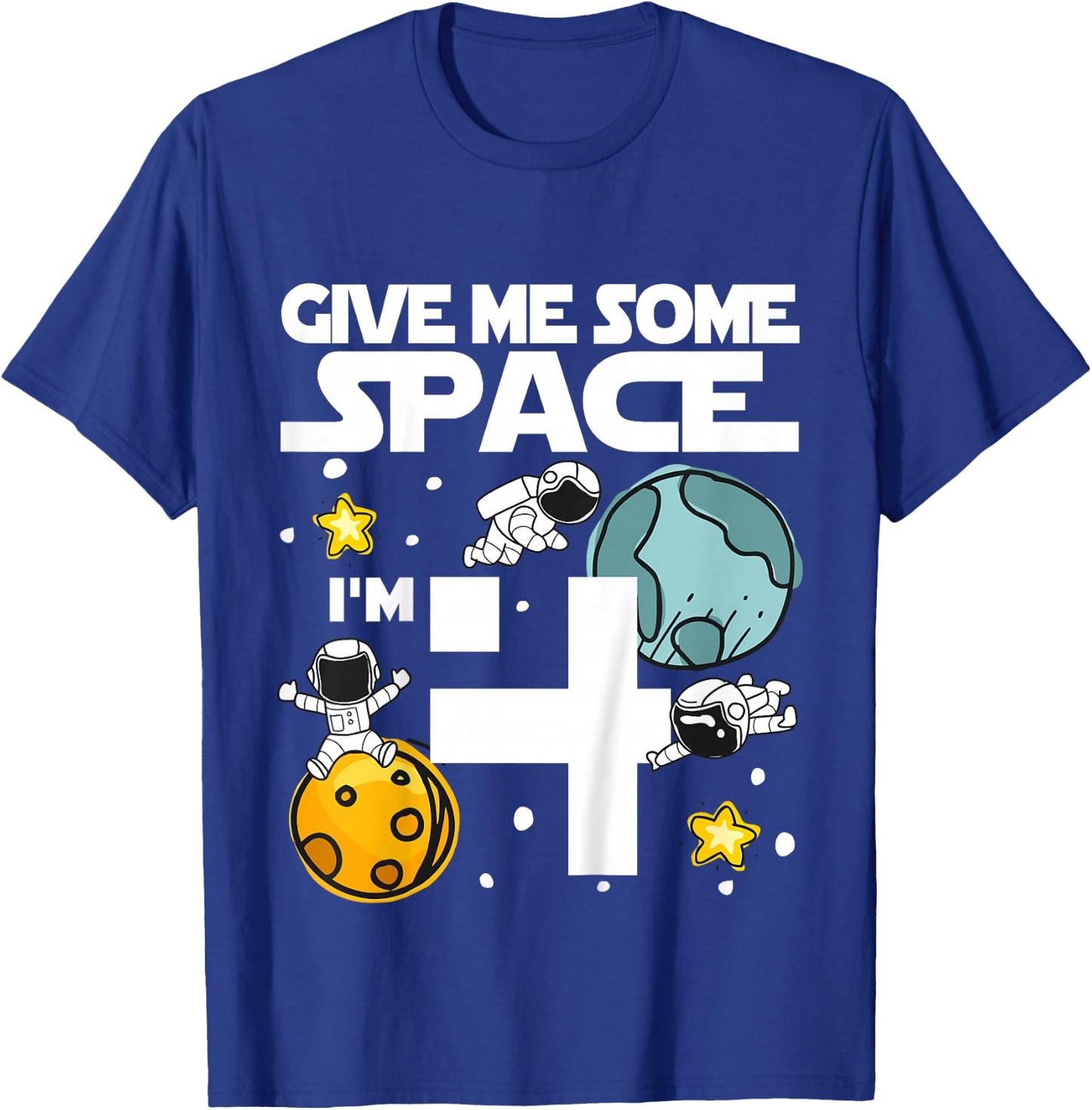 4 Year Old Outer Space Birthday Planets Astronaut 4th Gift T-Shirt - T-Shirt | Royal