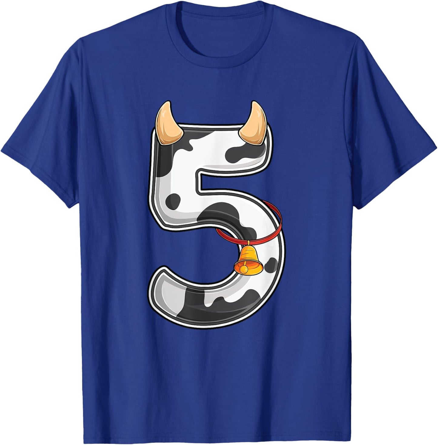 Cow Girl Boy Farmer Fifth 5th Birthday Five 5 Years Old Bday T-Shirt - T-Shirt | Royal