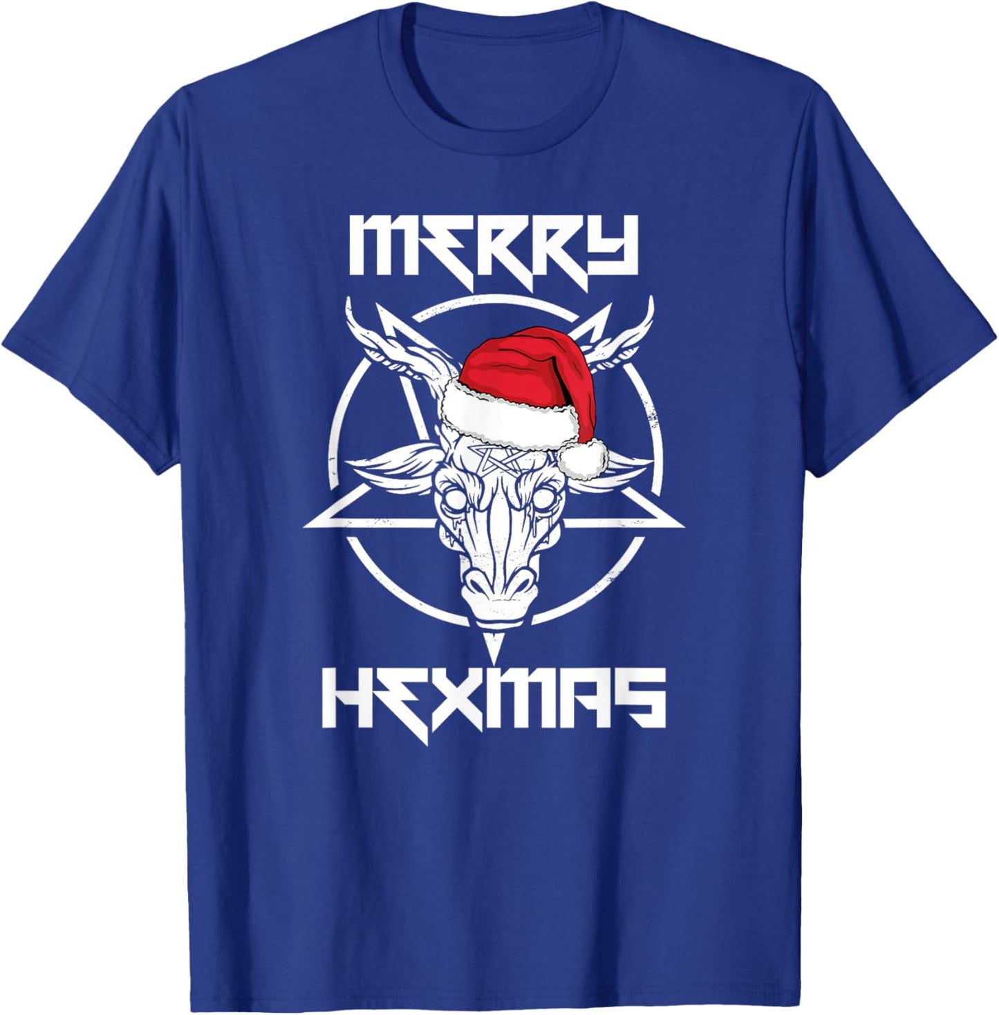 MERRY HEXMAS Funny Santa Baphomet Occult Goat Meme T-Shirt - T-Shirt | Royal