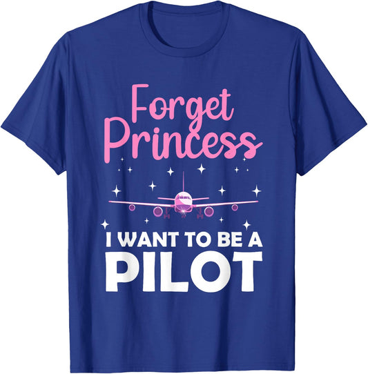 Funny Future Pilot Art Girl Airplane Aviator Plane T-Shirt - T-Shirt | Royal