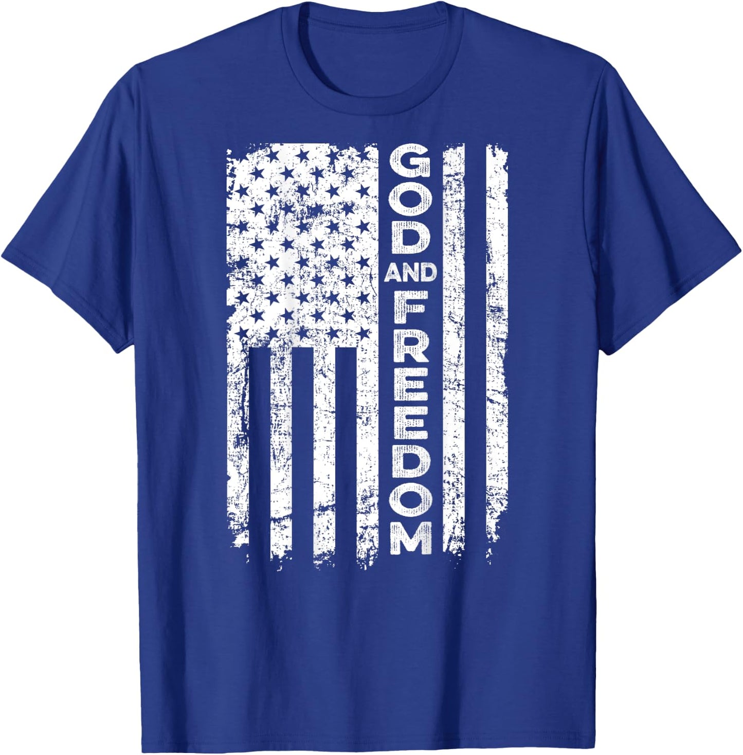 God And Country - Patriotic Christian USA Flag (ON BACK) T-Shirt - T-Shirt | Royal