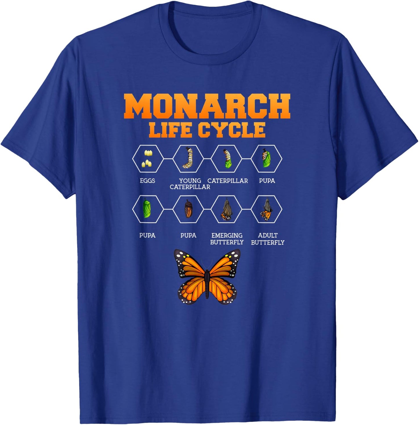 Monarch Butterfly Life Cycle Butterflies Nature Lover T-Shirt - T-Shirt | Royal