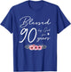 Blessed by god for 90 years happy 90th birthday gift floral T-Shirt - T-Shirt | Royal