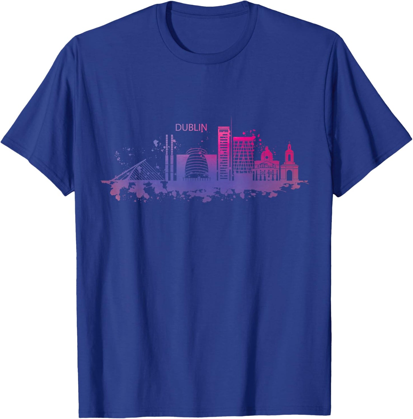 Dublin Skyline Watercolour Ireland Souvenir Gift T-Shirt - T-Shirt | Royal