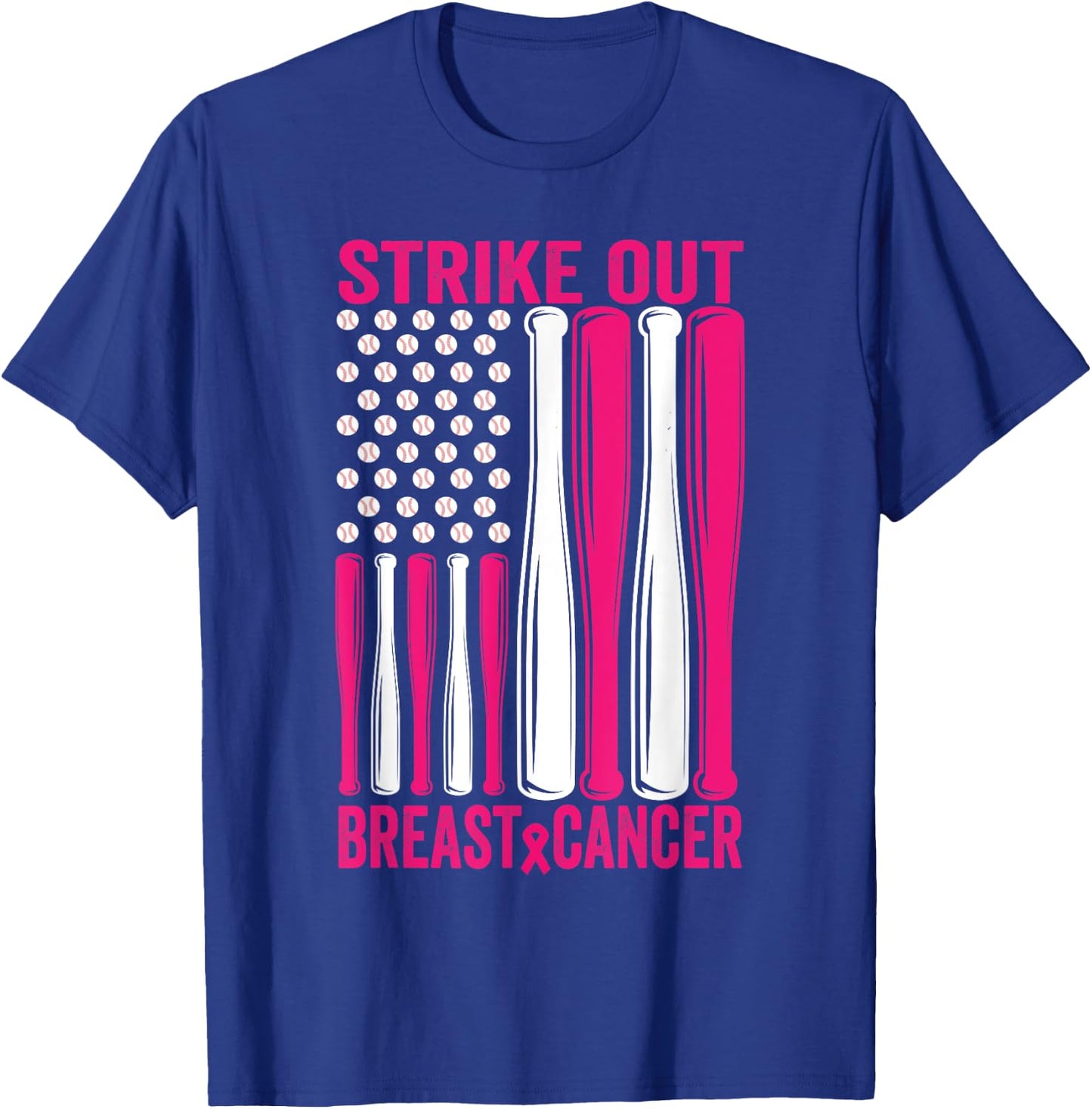Strike Out Softball Breast Cancer Awareness T-Shirt - T-Shirt | Royal