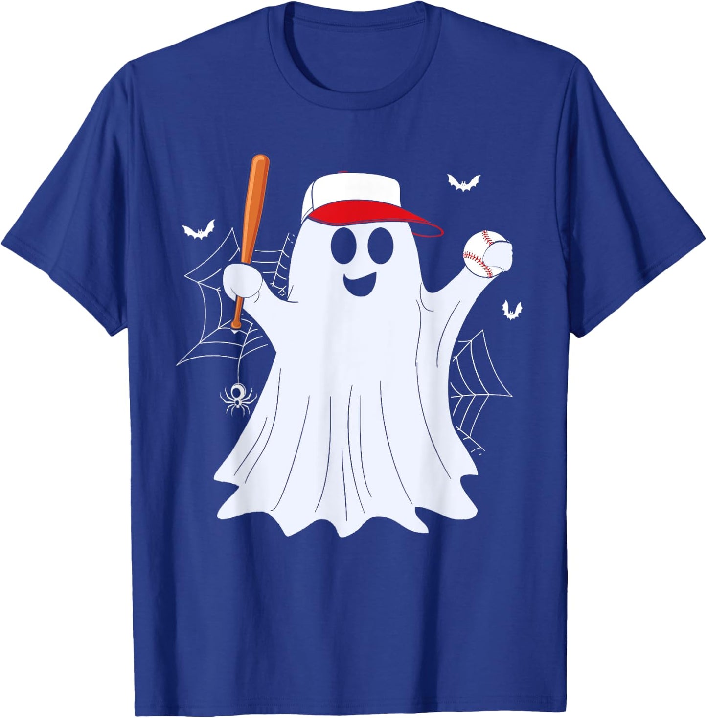 Boo Ghost Playing Baseball Funny Halloween Baseball Costume T-Shirt - T-Shirt | Royal