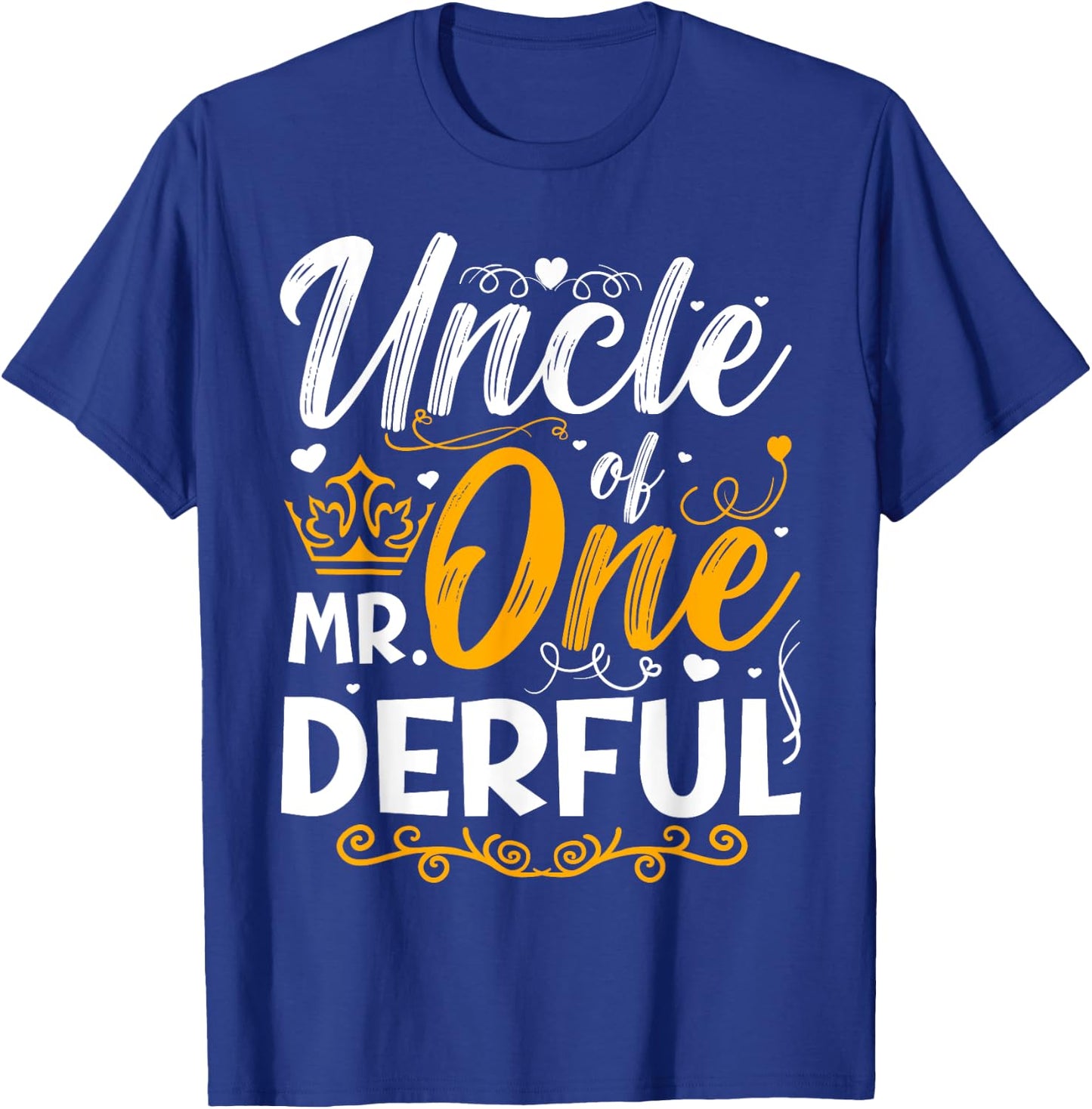 Uncle of Mr One Derful Party Matching Family 1st Birthday T-Shirt - T-Shirt | Royal