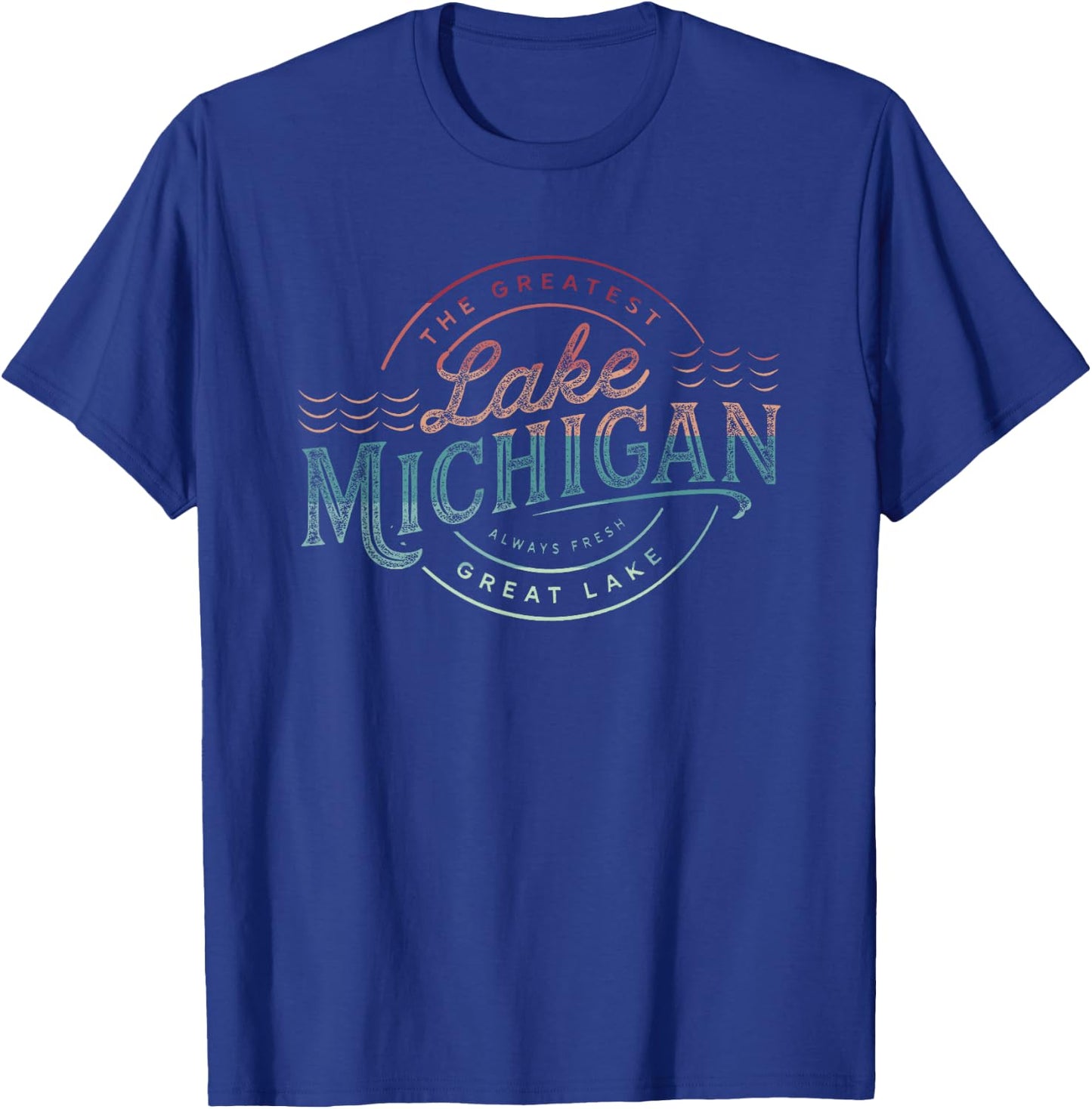 Great Lakes Shirts and - Lake Michigan, Lake Life Theme for Adults, , Short Sleeve, Black, Small T-Shirt - T-Shirt | Royal