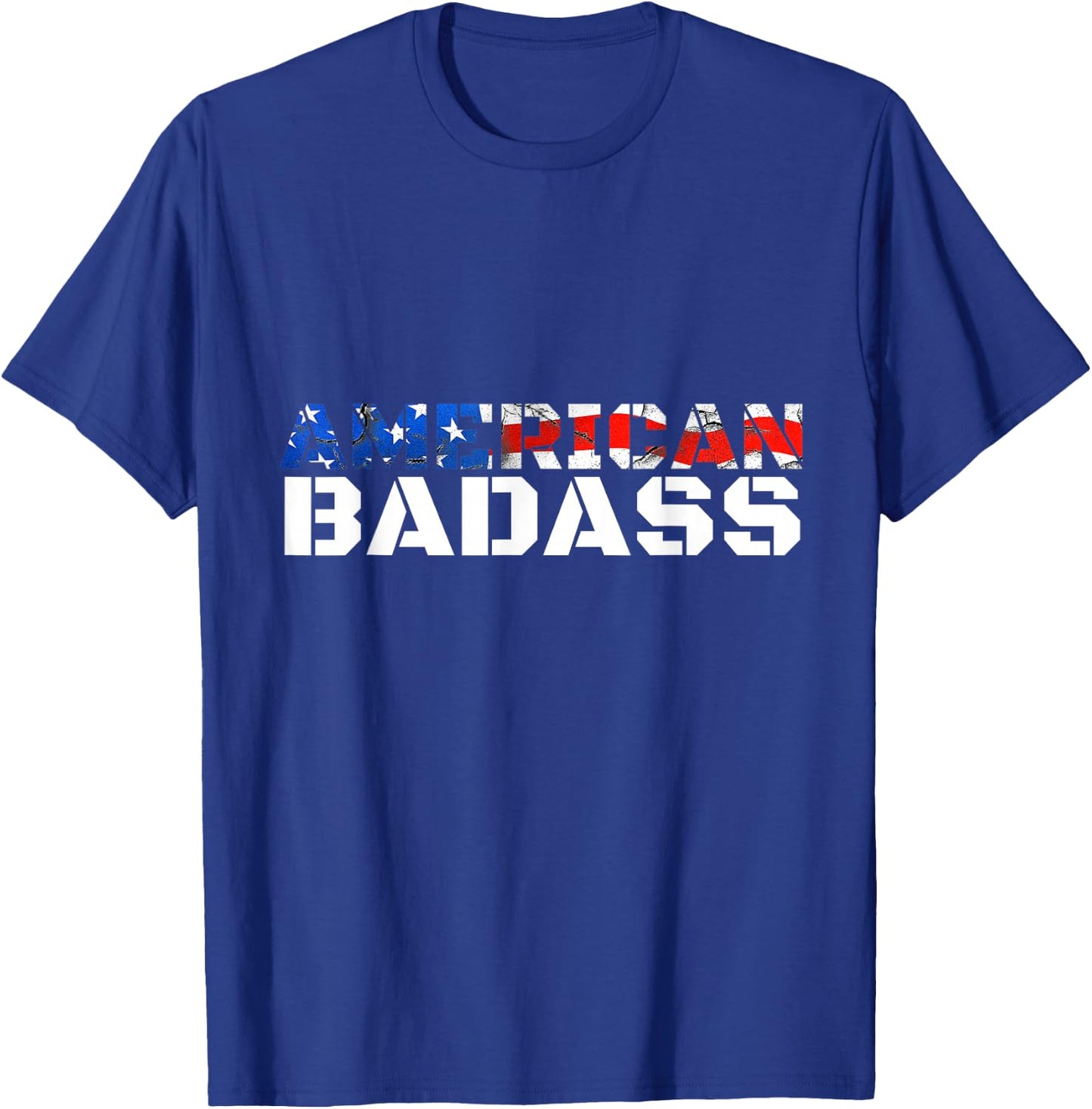 American Badass USA Flag Patriotic Distressed T-Shirt - T-Shirt | Royal