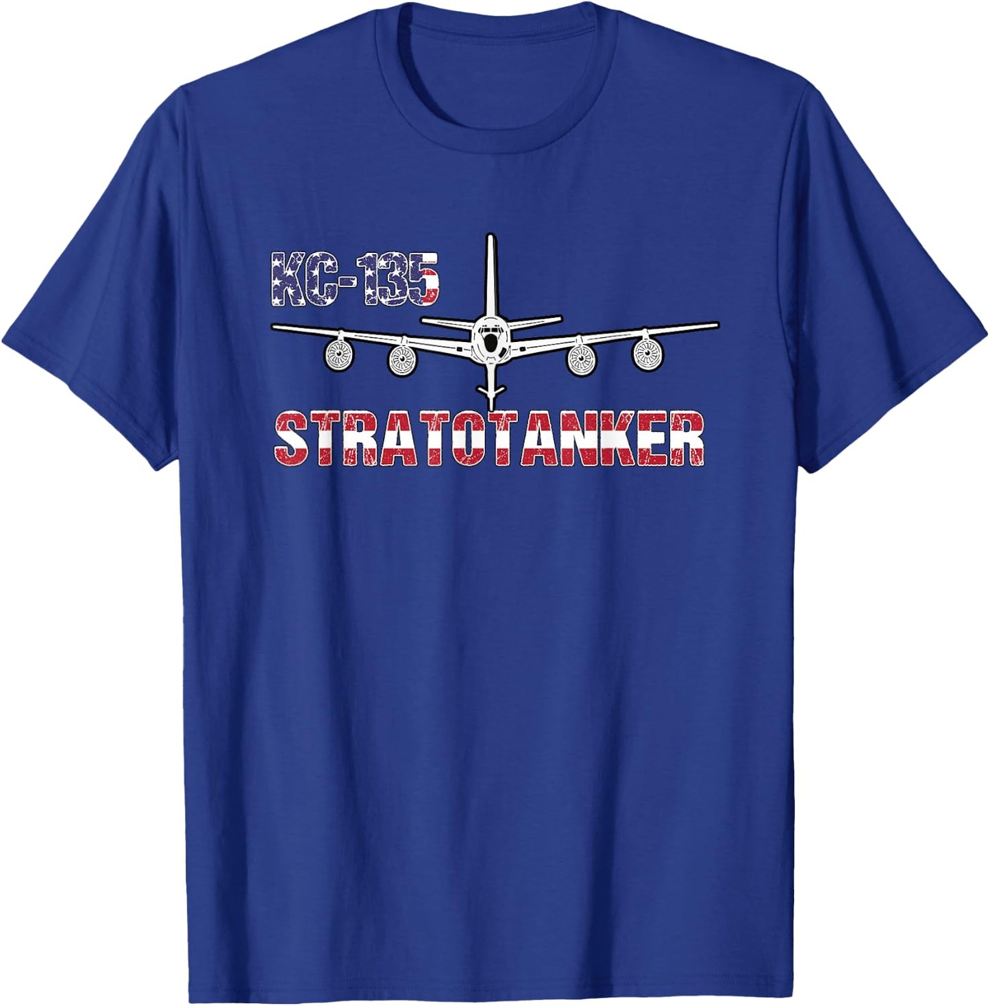 KC135 Stratotanker: Air Force Pilot- American Flag T-Shirt - T-Shirt | Royal