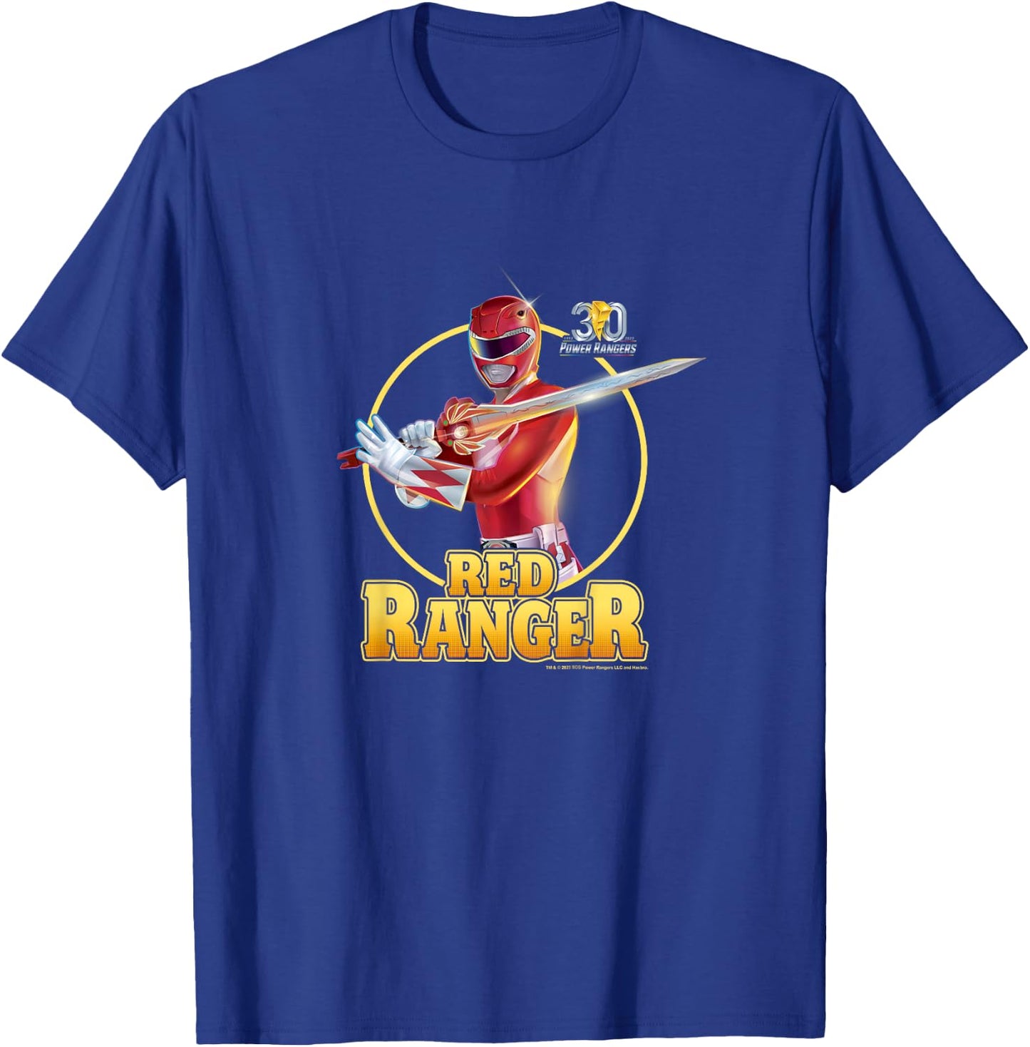 Power Rangers 30th Anniversary Red Ranger Vintage Portrait T-Shirt - T-Shirt | Royal