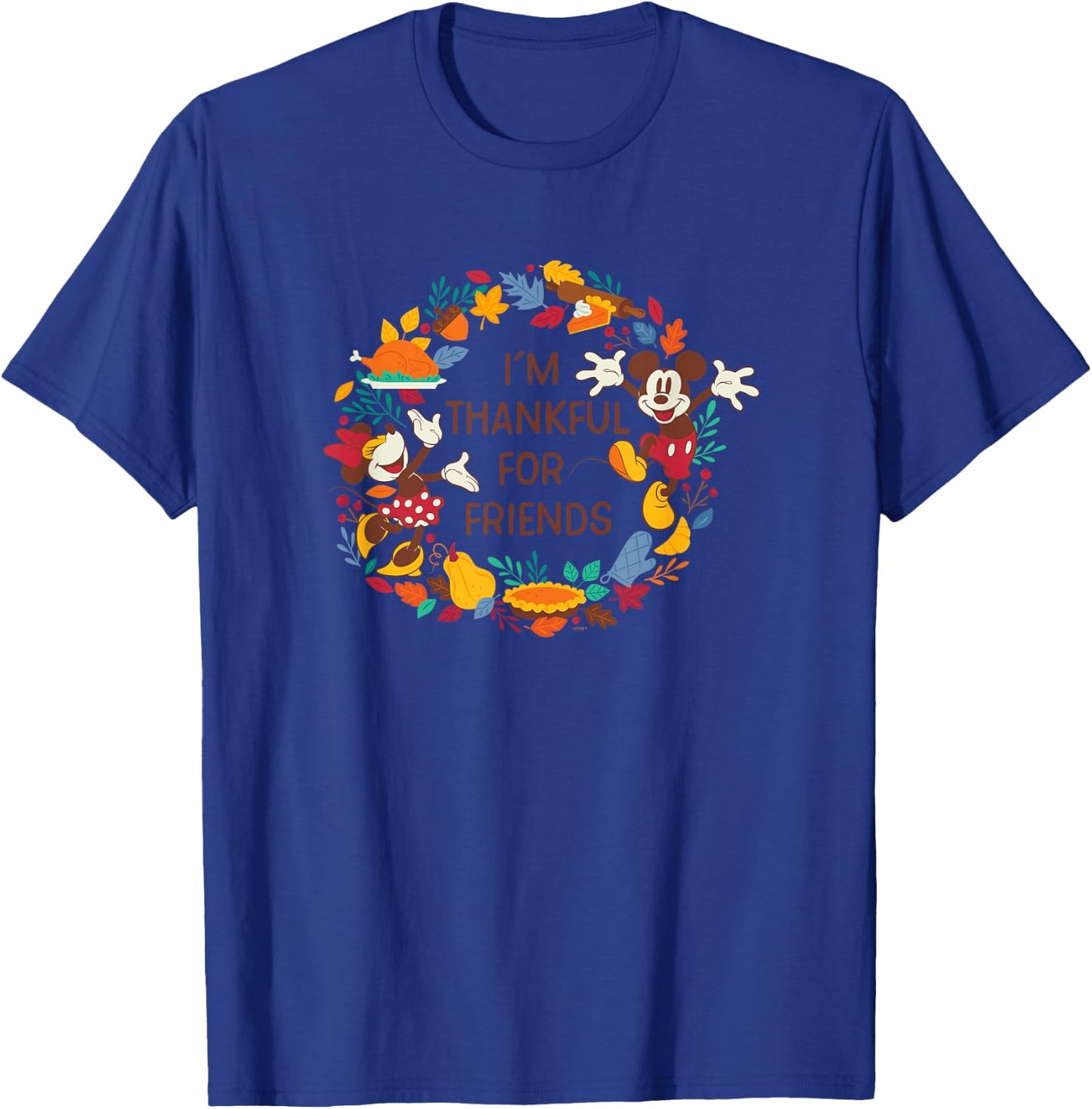 Disney Mickey & Minnie Mouse Thankful for Friends Autumn T-Shirt - T-Shirt | Royal