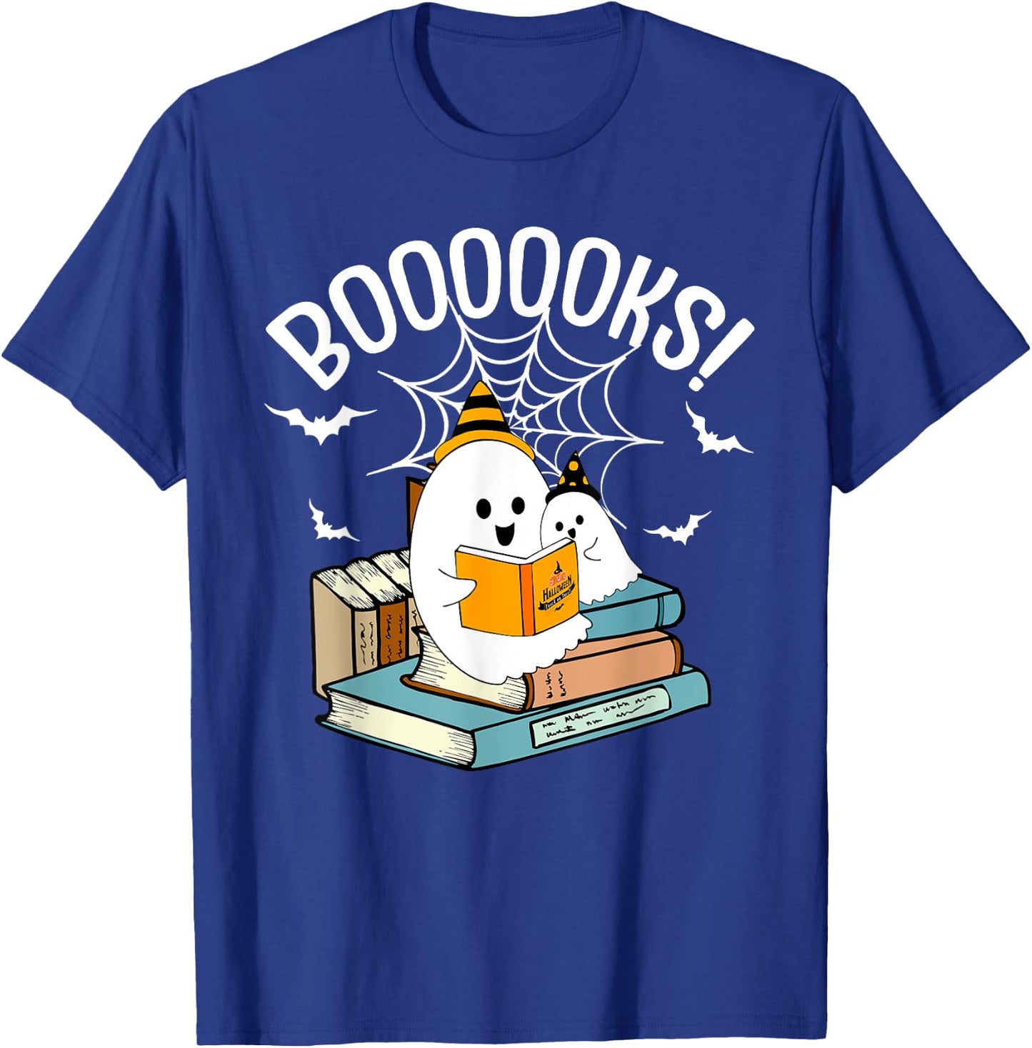 Booooks Ghost Read Books Halloween Funny T-Shirt - T-Shirt | Royal