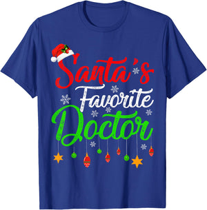 Funny Xmas Santa's Favorite Doctor Christmas T-Shirt - T-Shirt | Royal