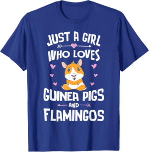 Just A Girl Who Loves Guinea Pigs And Flamingos T-Shirt - T-Shirt | Royal