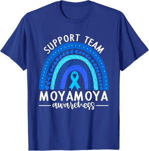 Moyamoya Awareness Shirt Blue Rainbow Boho Support Team T-Shirt - T-Shirt | Royal