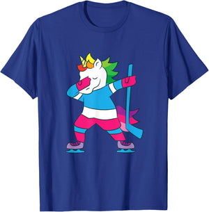 Dabbing Hockey Unicorn Ice Hockey Girls Unicorn T-Shirt - T-Shirt | Royal